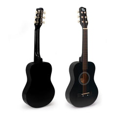 CB SKY 30-inch wooden black guitar side view showing compact design for kids