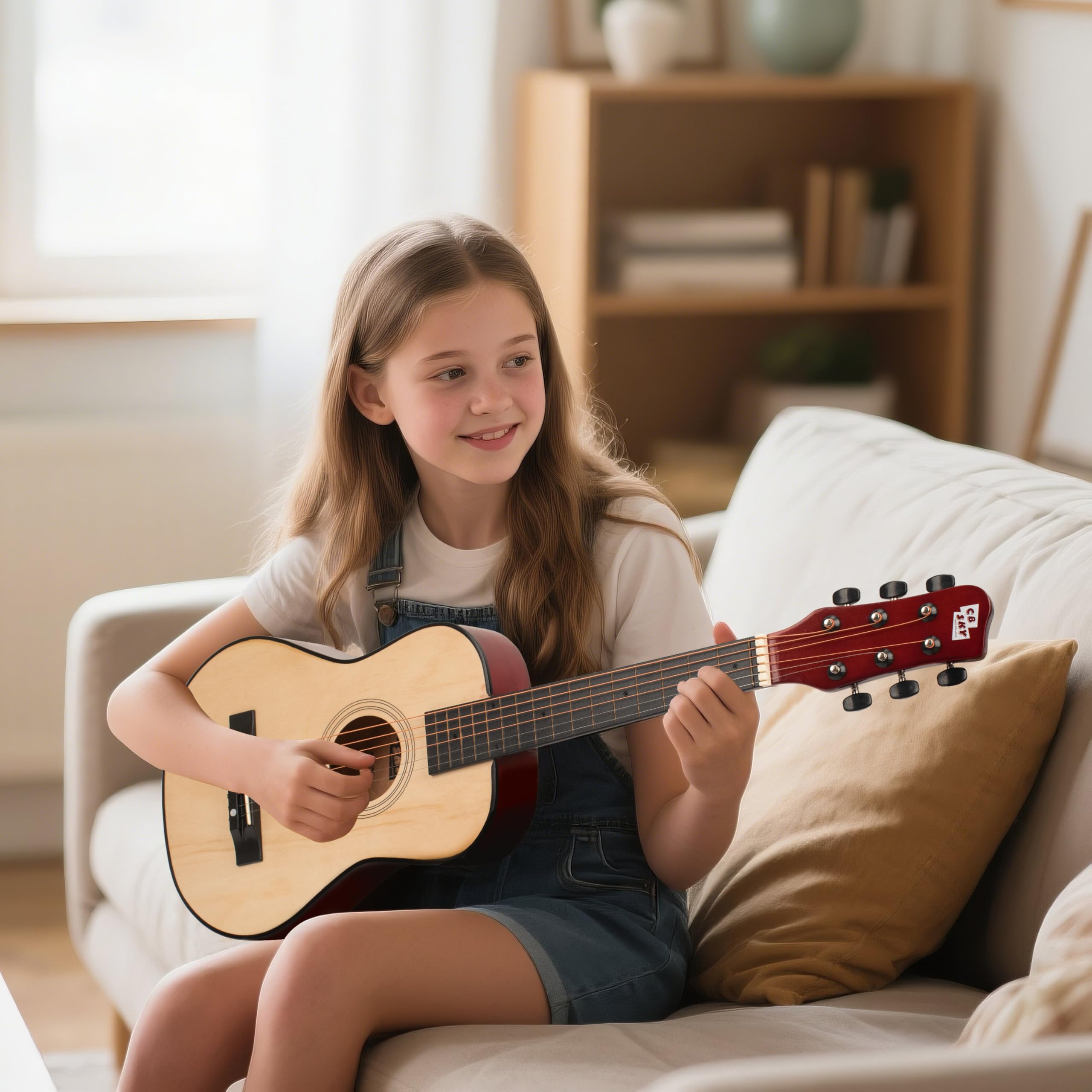 CB SKY beginners guitar ages 3-9 natural in use image demonstrates easy handling