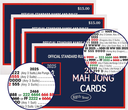 Cbcbtwo Mahjong 2025 large-size cards four-pack for easy handling and quick viewing.