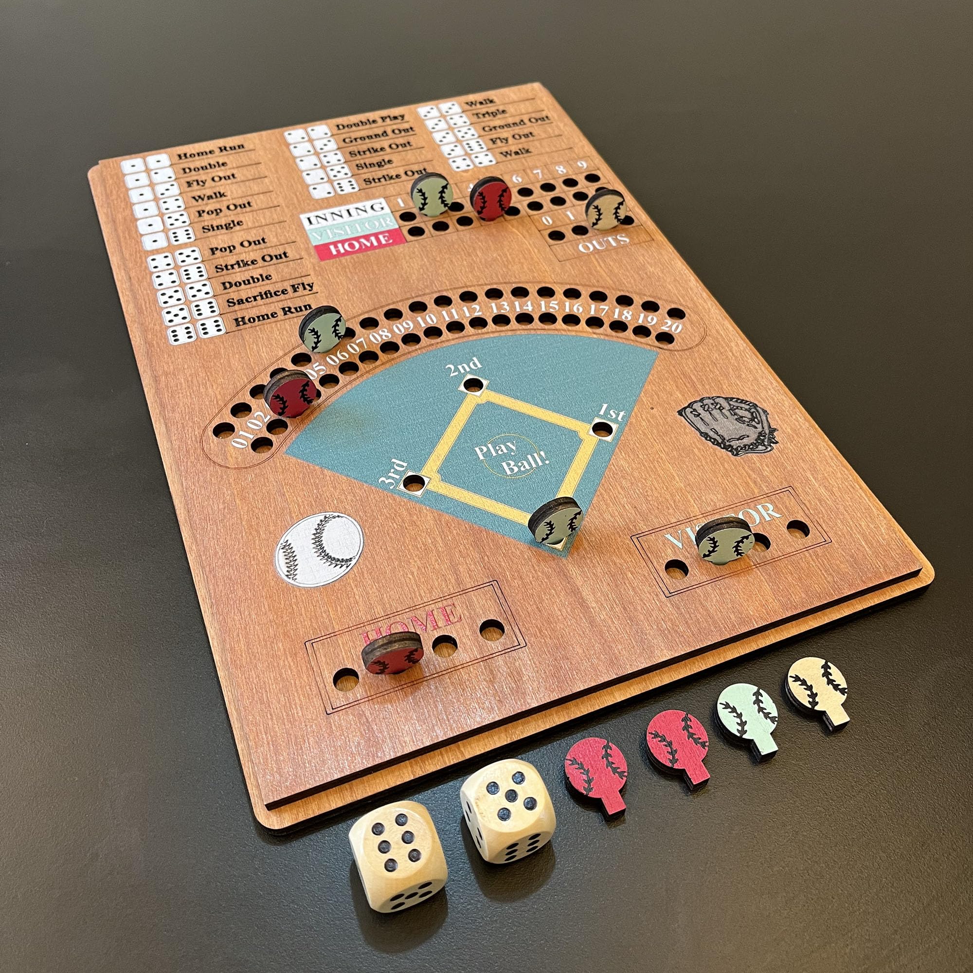 CBLKUS baseball dice board game cover showing premium wood finish for family play