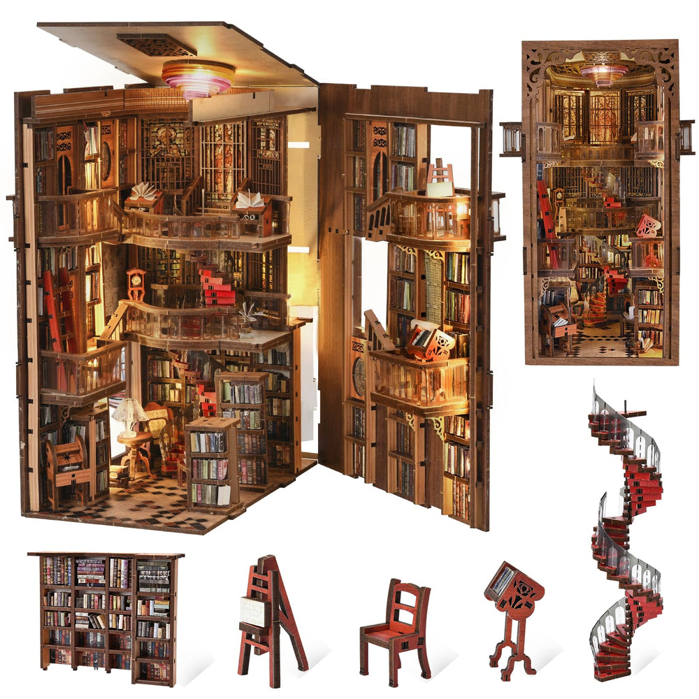 CCCDF Abbey Library Book Nook assembly shows precision woodworking for a satisfying DIY project.