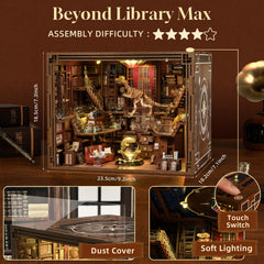CCCDF book nook kit with LED light glowing softly for ambience.
