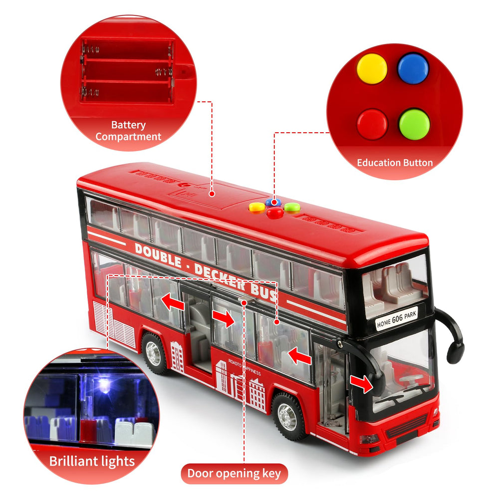 Cdymkf 11-inch double-decker bus side view, compact play vehicle