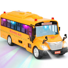 Cdymkf yellow school bus toy front view highlighting bold color for immersive pretend play