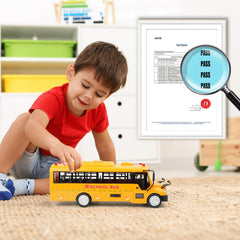 Cdymkf yellow school bus toy lights close-up reveals vibrant LED details