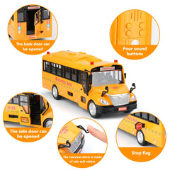 Cdymkf yellow school bus toy side view shows length for realistic role-play