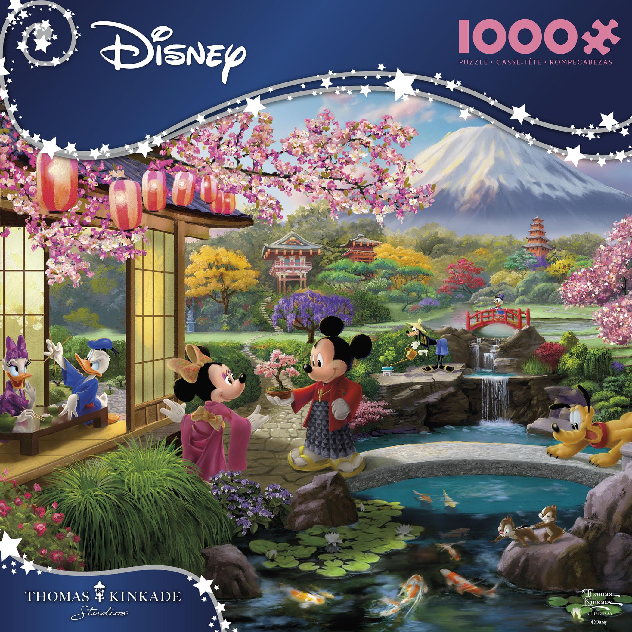 Ceaco Disney TK Mount Fuji painting background enhances calming puzzle experience.
