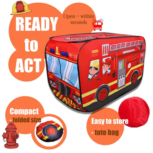 Cecailin fire-truck-tent-folded: compact, easy-to-carry storage for trips.