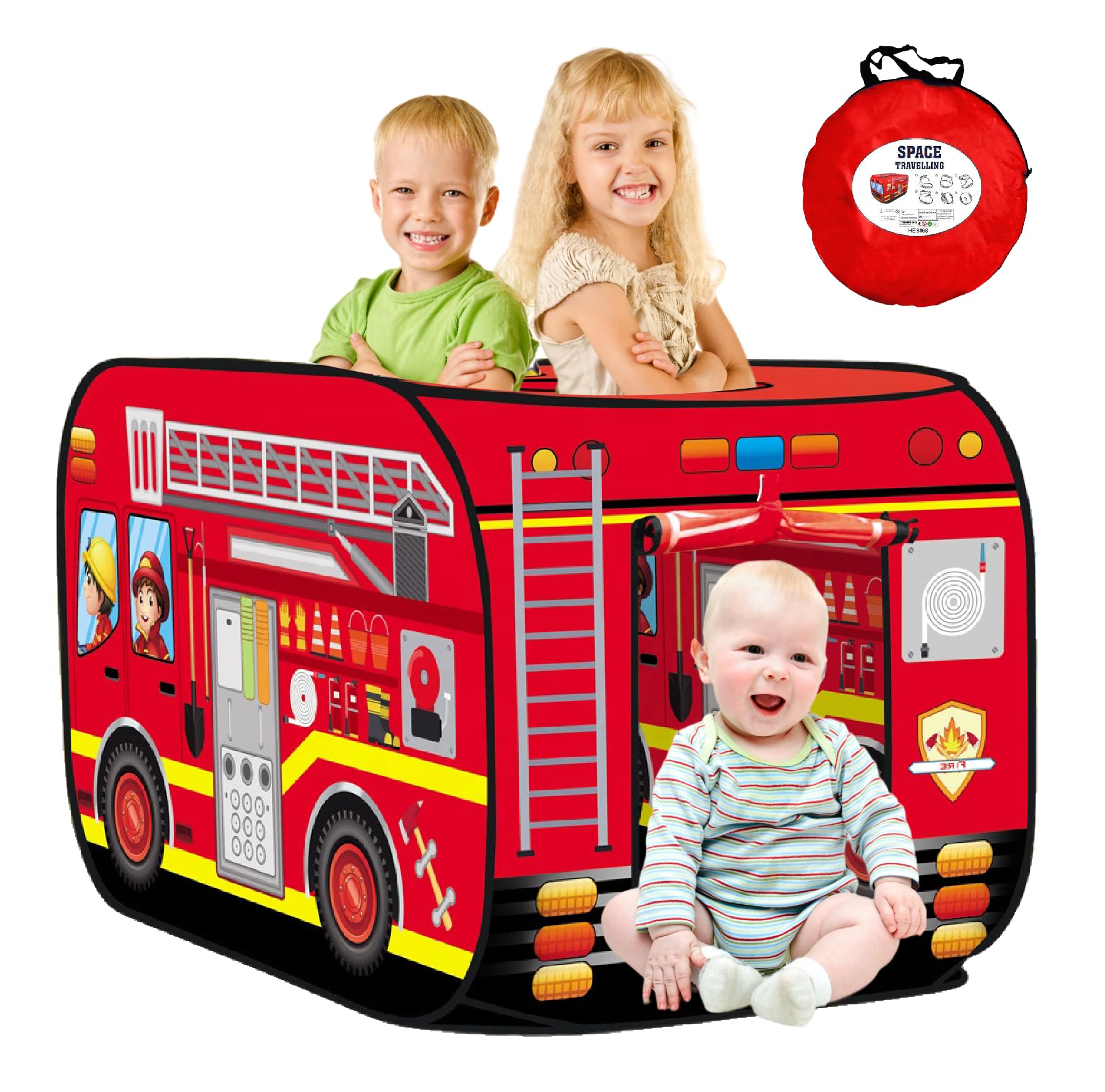 Cecailin fire truck tent kids play: imaginative adventures in a bright red pretend world.