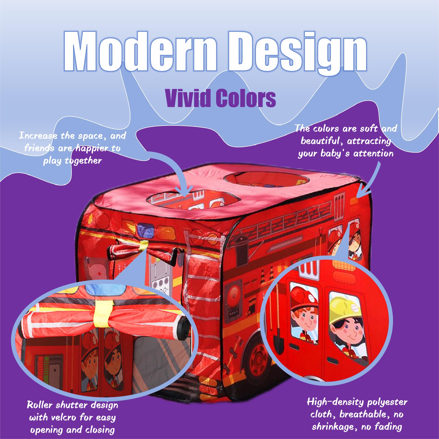 Cecailin-fire-truck-tent-waterproof-fabric easy to clean after spills and adventures.