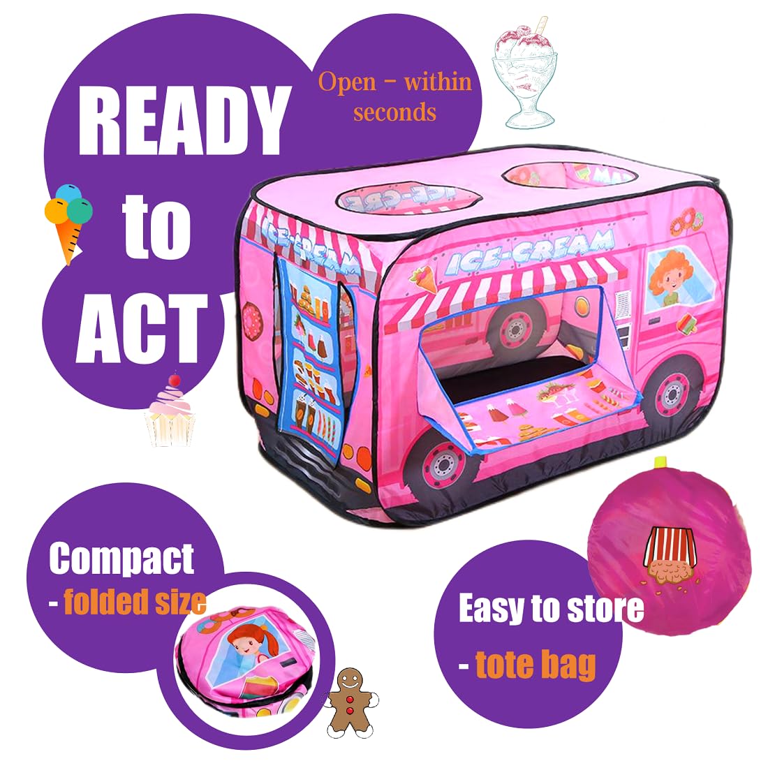 Cecailin Ice Cream Truck Tent pop-up design for quick setup anywhere