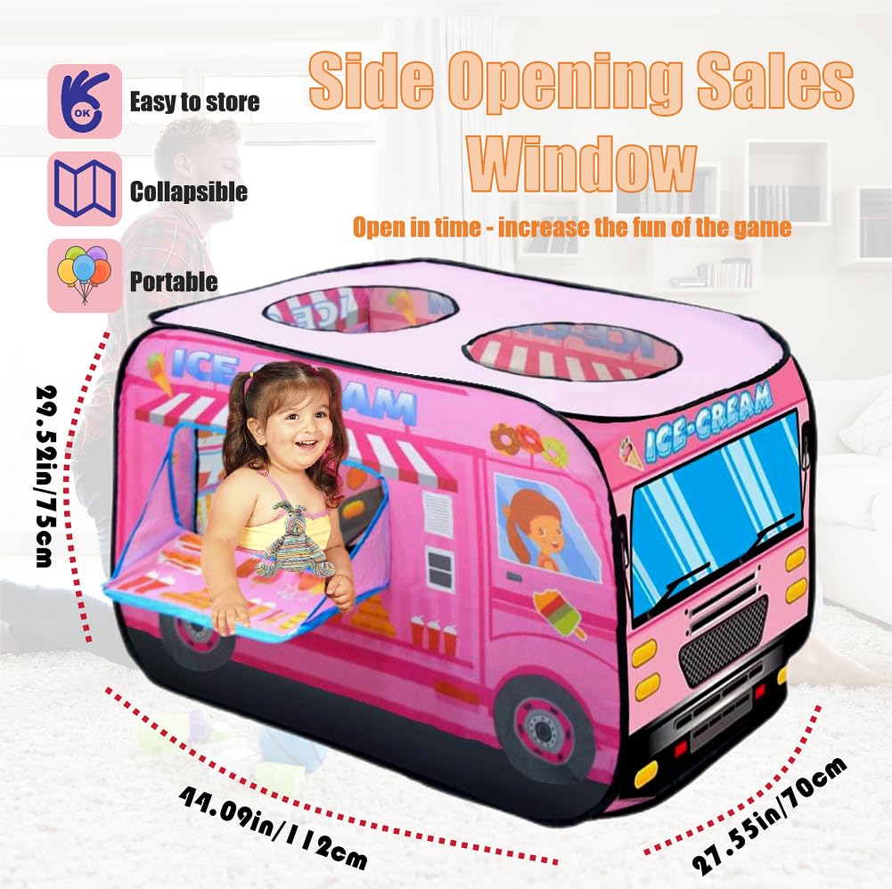 Cecailin Ice Cream Truck Tent spacious interior supports multiple kids