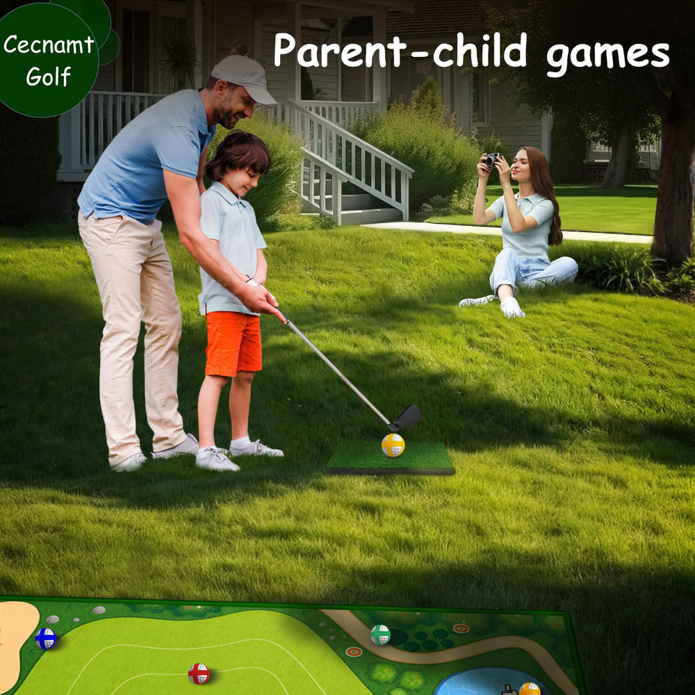 Cecnamt Golf Club in use highlighting accurate chip practice and core movement.