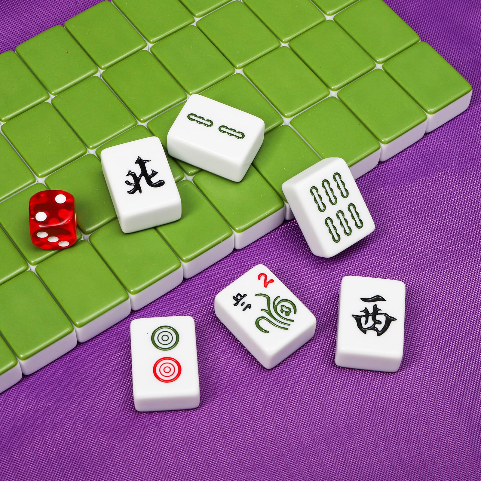 Cedilis green colorway mahjong set suits family game nights.