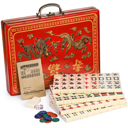 Cedilis Chinese Mahjong tiles 146 ivory set ready for family game night.