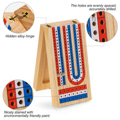 Ceebyfa foldable cribbage board open storage shows built-in card area.