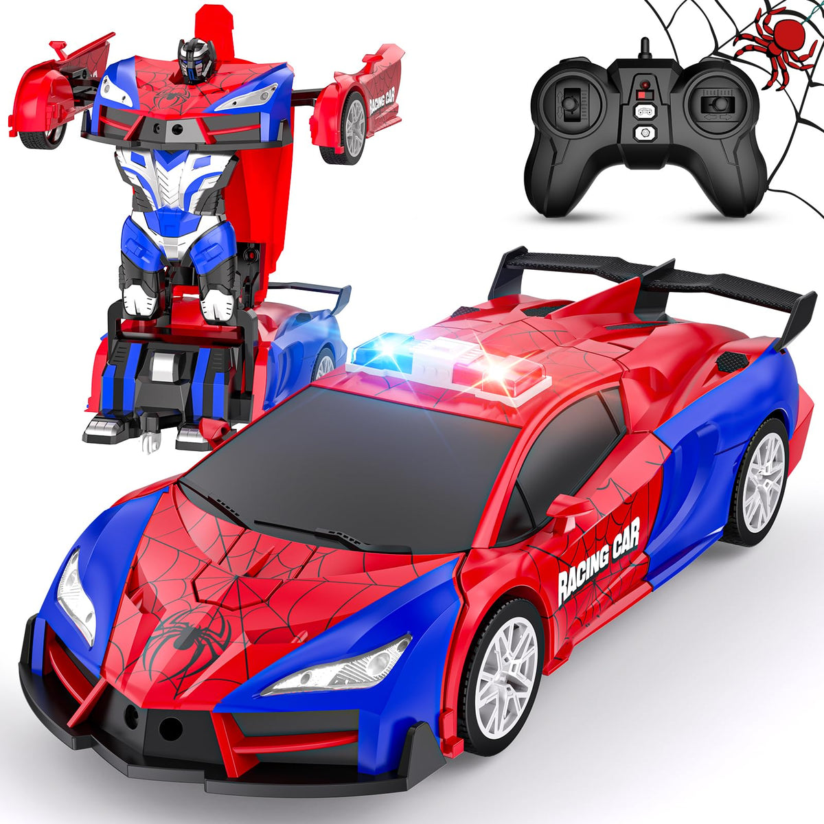 CEGOUFUN remote transform car front view — engaging transition between car and robot for kids.
