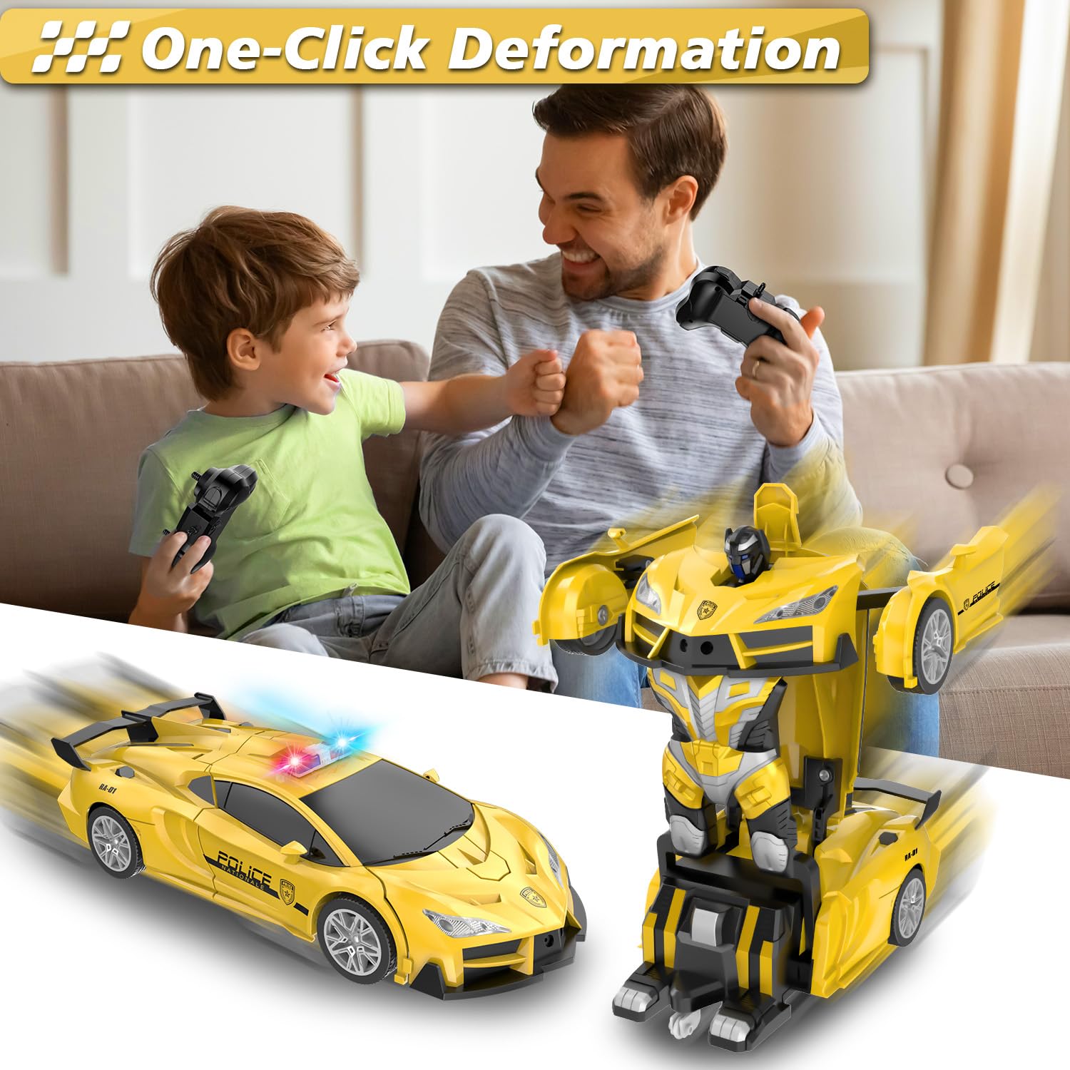 CEGOUFUN transforming robot car in action for creative storytelling