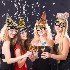 Ceiba Tree glasses-close-up, glittery frames enhance party photos.