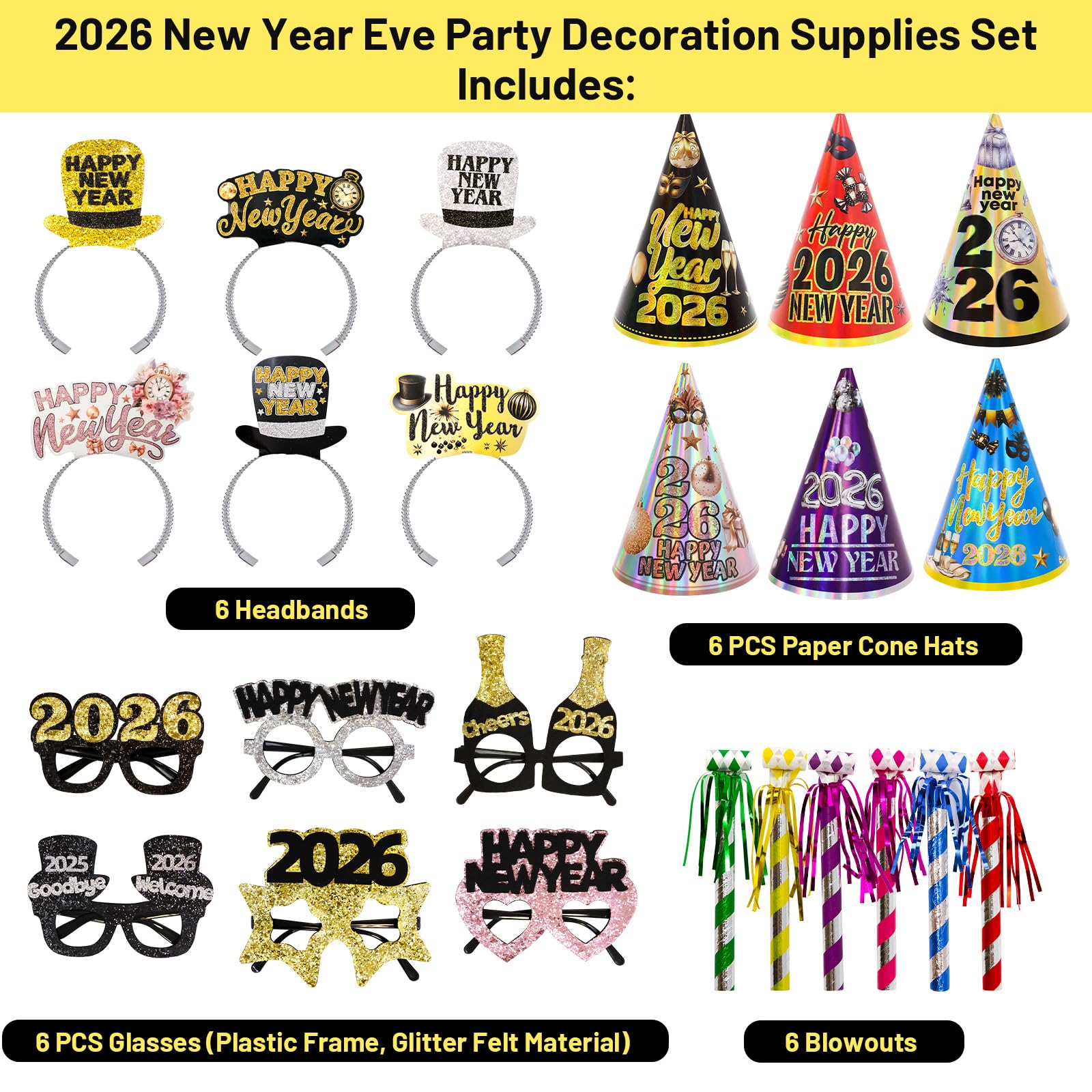 Ceiba Tree paper-headbands-6-pack, playful NYE accents for celebrations.