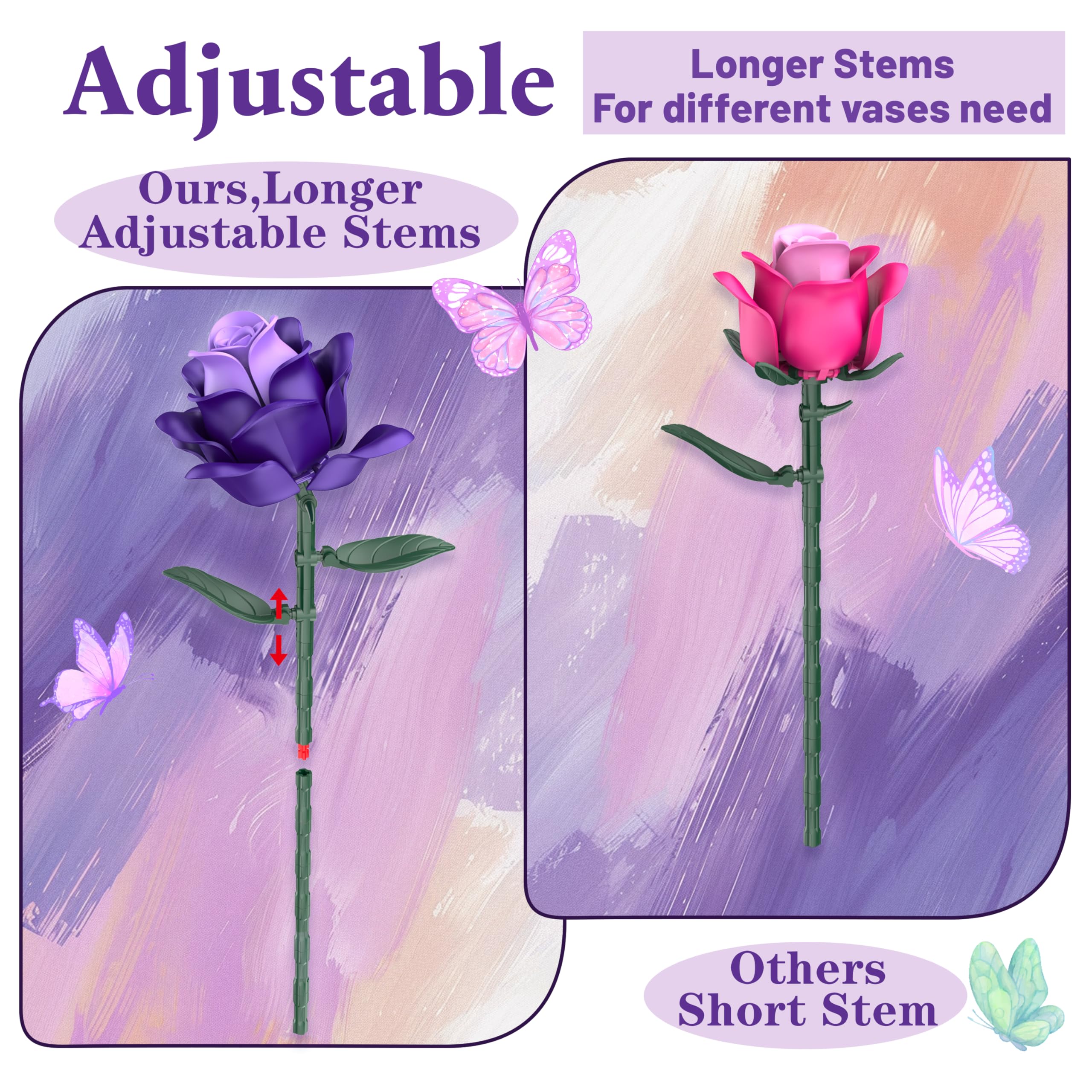 Ciesa Adjustable Rose Stems blocks tailor height and vase fit.