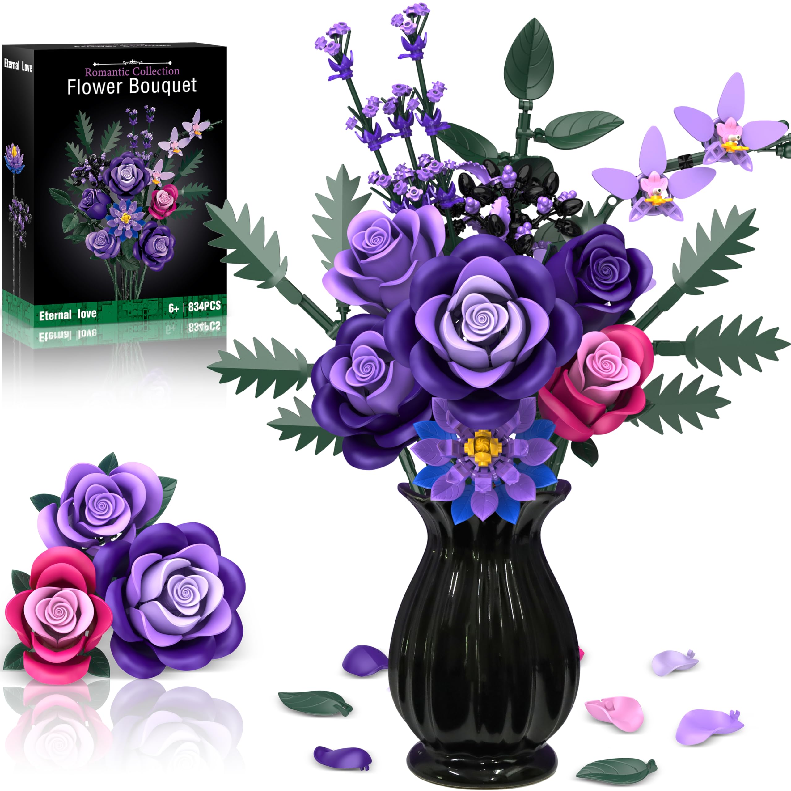 Ciesa Purple Roses Bouquet Blocks for gothic decor and long-lasting display.