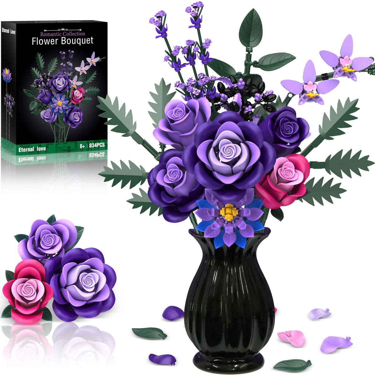Ciesa Purple Roses Bouquet Blocks for gothic decor and long-lasting display.