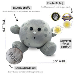 Celestial Buddies Moon Buddy embroidered crater details give a realistic lunar look.