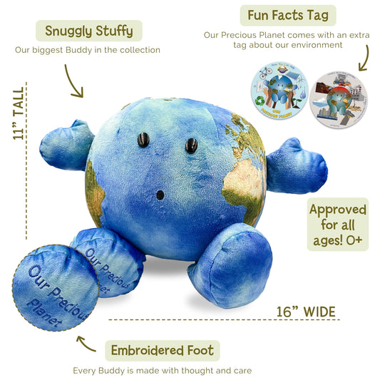 Close-up of Our Precious Planet details supports tactile Earth science exploration.