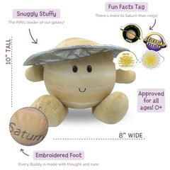 Saturn Buddy's embroidered face from Celestial Buddies adds friendly charm.