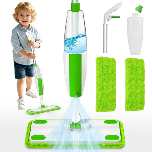 Cellulera real-spraying-action-mop demonstrates authentic pretend cleaning for kids.