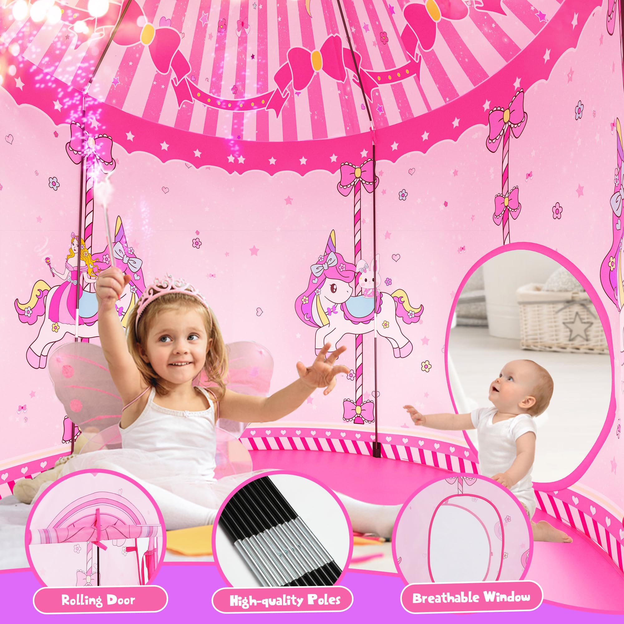 Celontry 3 in 1 Princess Play Tent ball pit scene invites active indoor fun