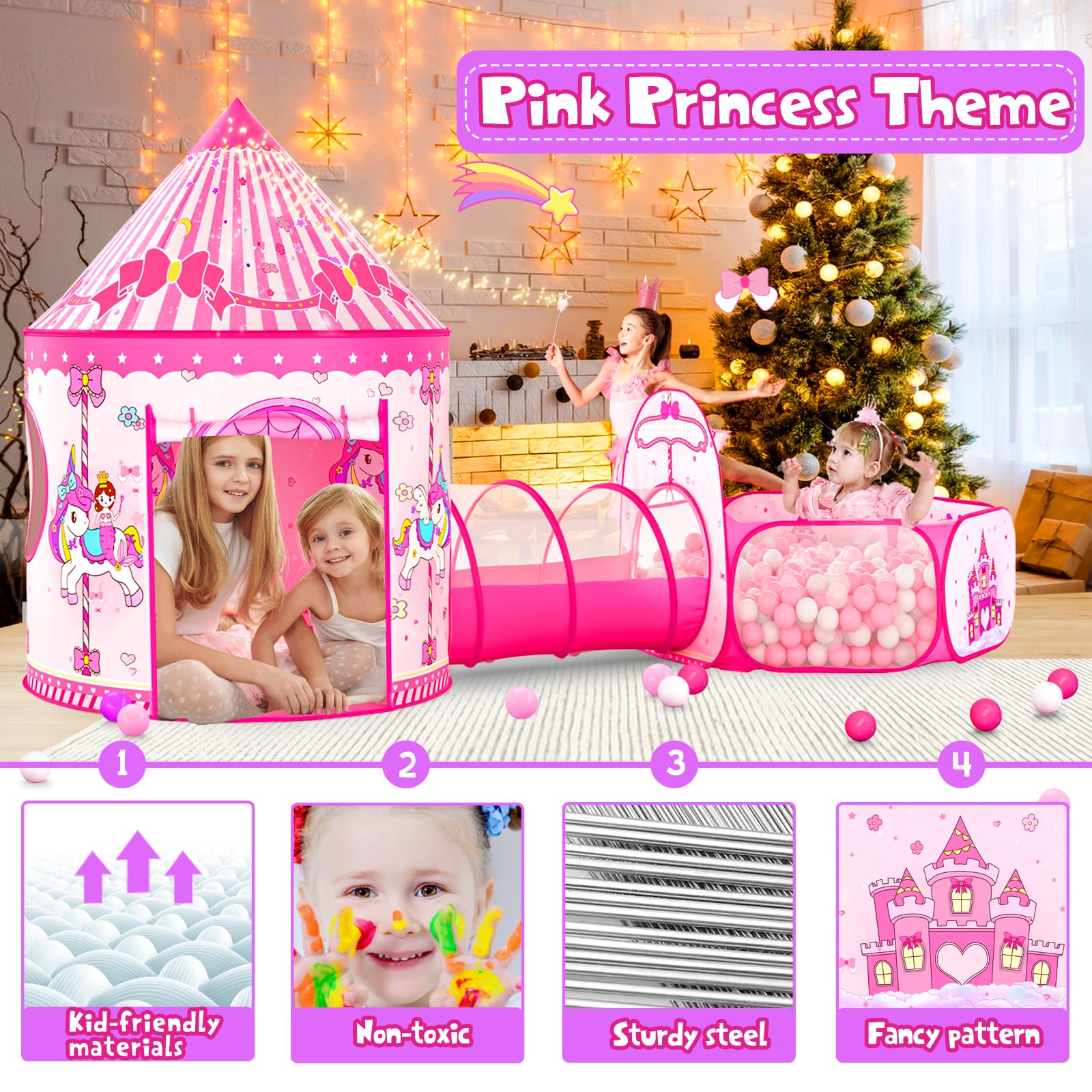 Celontry 3 in 1 Princess Play Tent castle design sparks storytelling and pretend adventures