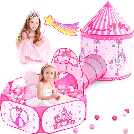 Celontry 3 in 1 Girls Princess Play Tent main view for imaginative play at home or outdoors