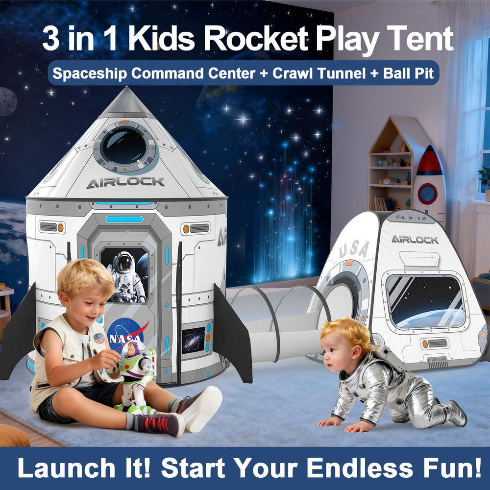 Celontry rocket play tent interior shows mesh window for daytime and night play