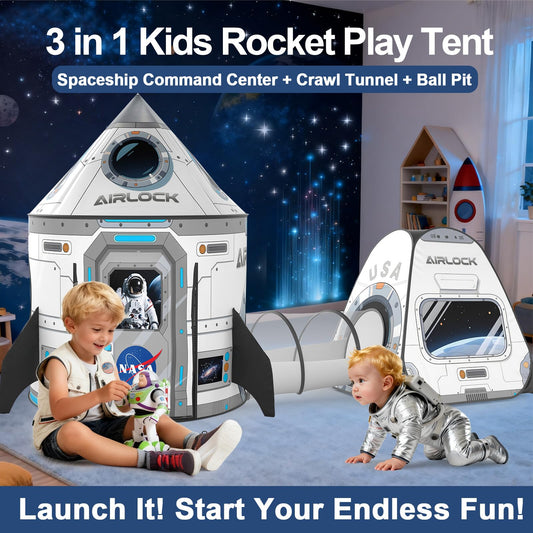 Celontry rocket play tent interior shows mesh window for daytime and night play