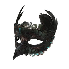 CENFPOLA elastic-backed feather mask stays secure during dances and photo sessions