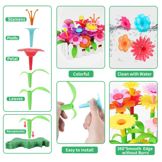CENOVE stem garden parts laid out for hands-on building and imaginative play.