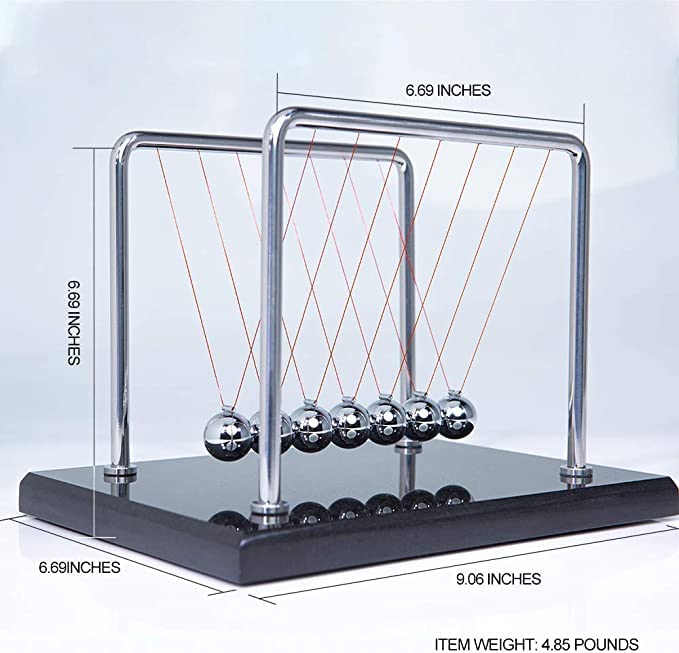 CERROPI Newton cradle 7-ball in swing demonstrates momentum visually for desk relaxation.