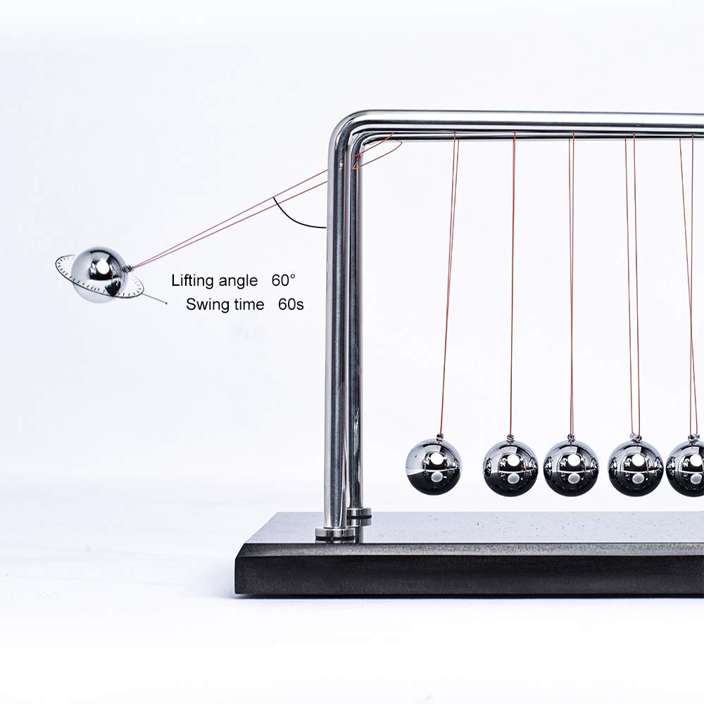 CERROPI Newton cradle 7-balls desk scene demonstrates relaxing visuals to boost concentration