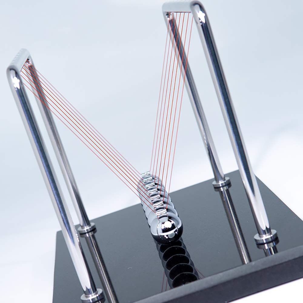 CERROPI Newton cradle swing time emphasizes extended motion for soothing focus sessions
