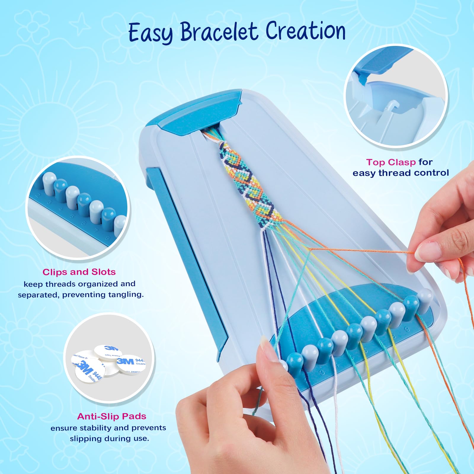 CEUCAL bracelet-making kit thread-holder top clasp stabilizes threads.