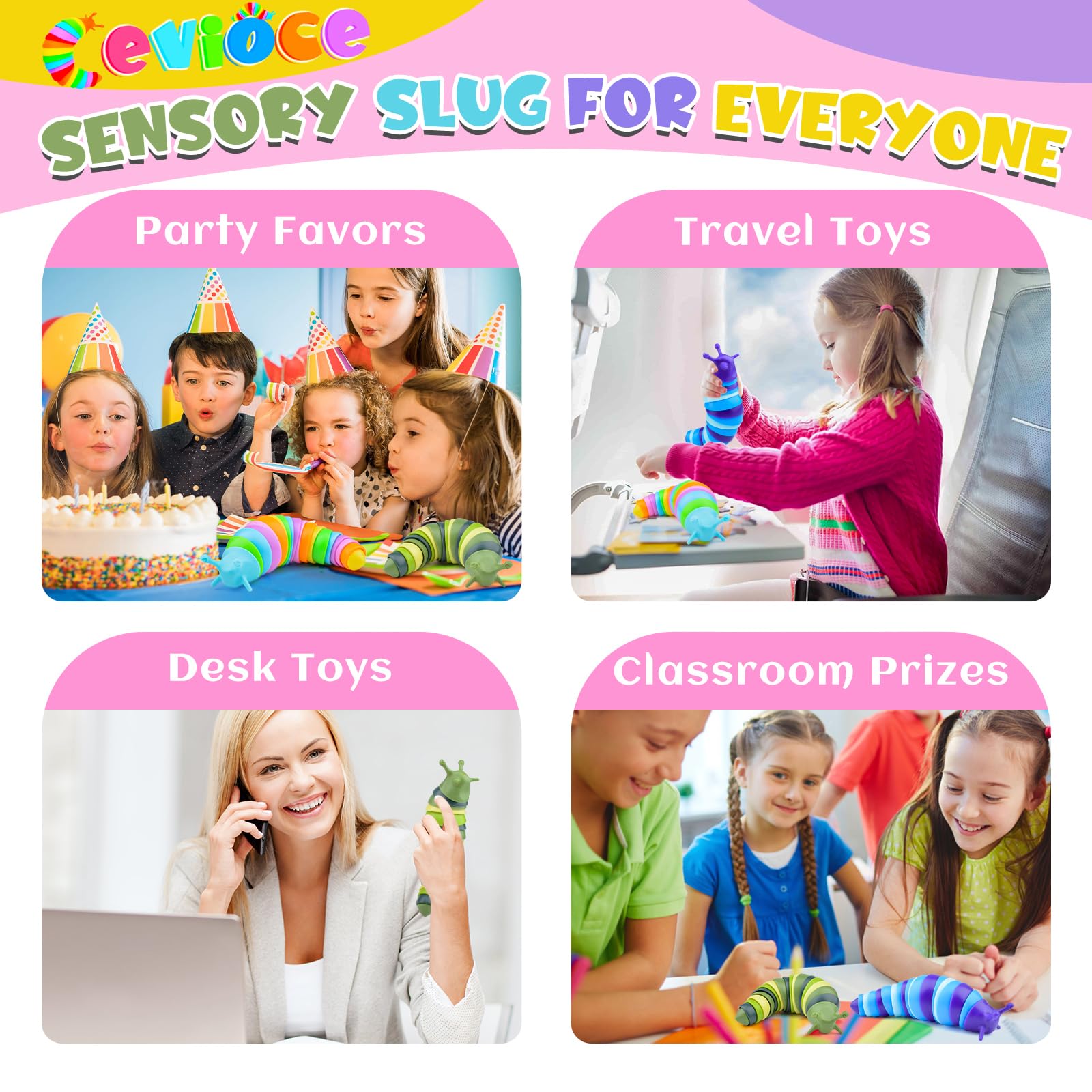 Cevioce Sensory Slug Toy fits in pocket for on-the-go calm.