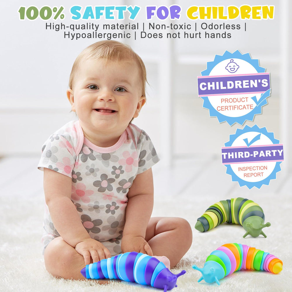 Cevioce Sensory Slug Toy wriggling to stimulate tactile focus.