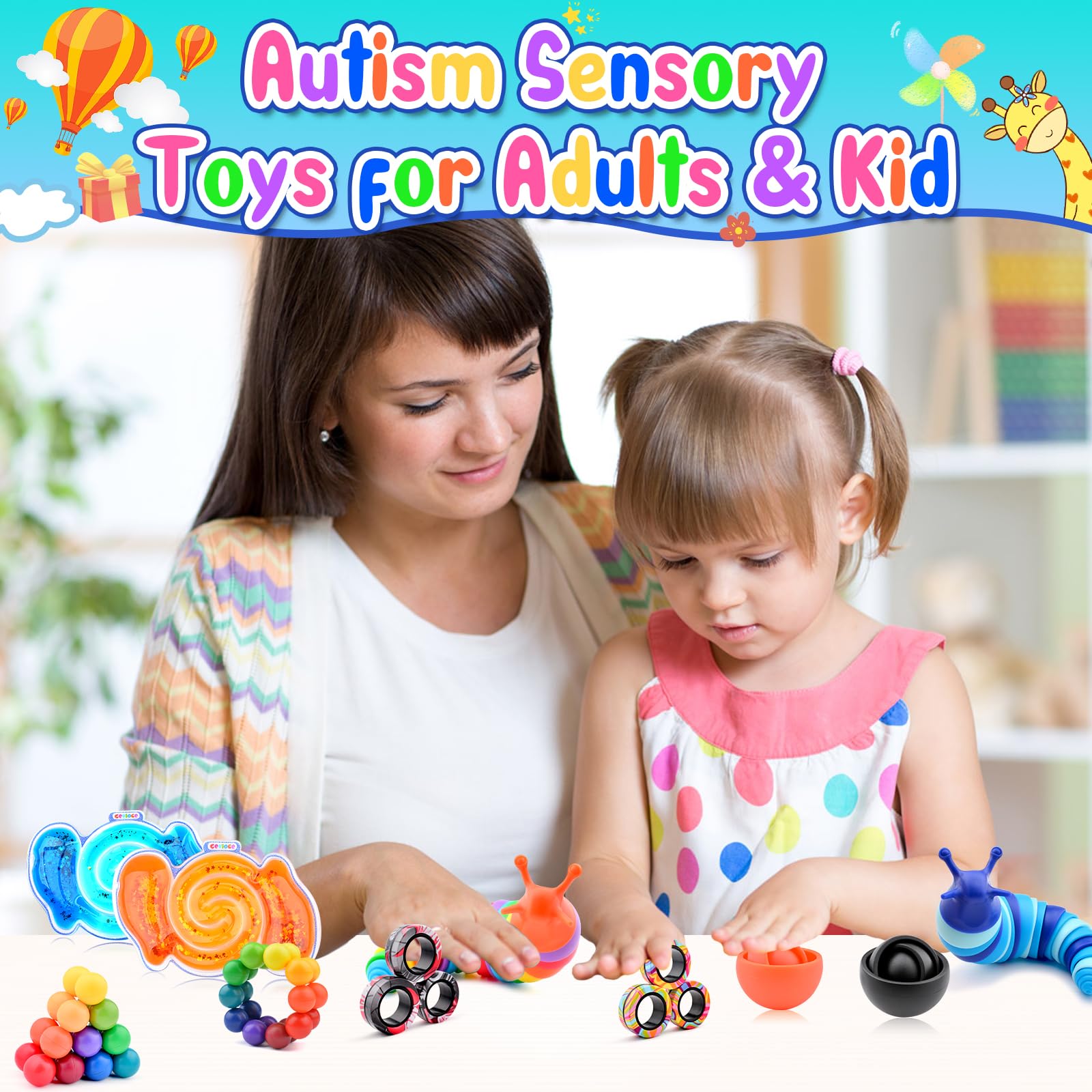 Cevioce sensory tube toy for quiet fidgeting and concentration