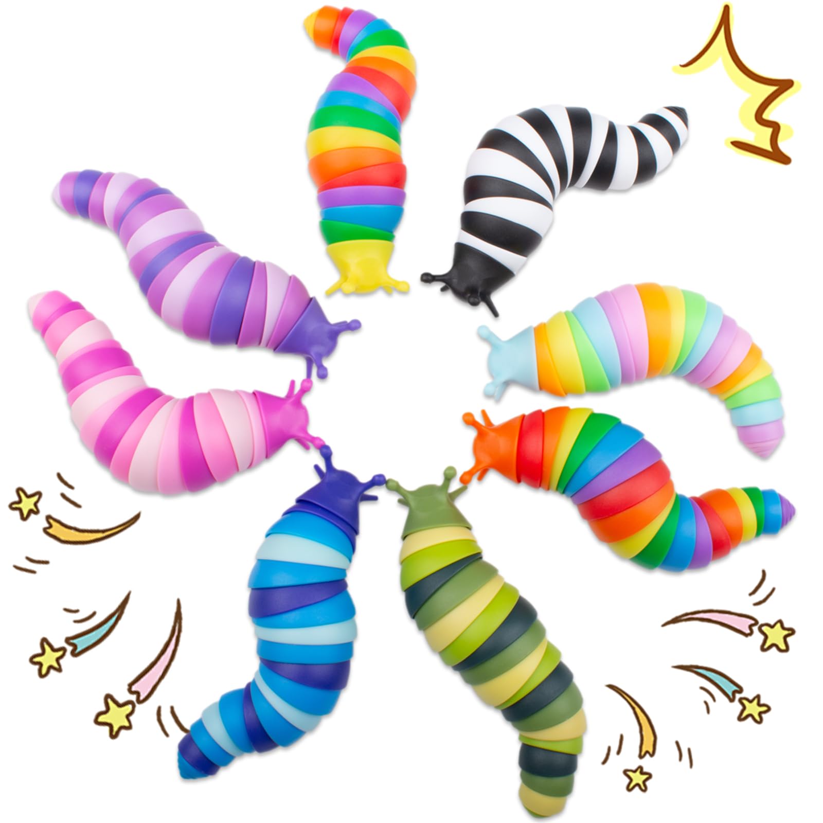 Cevioce slug toy colorfully bundled for on-the-go stress relief and focus.