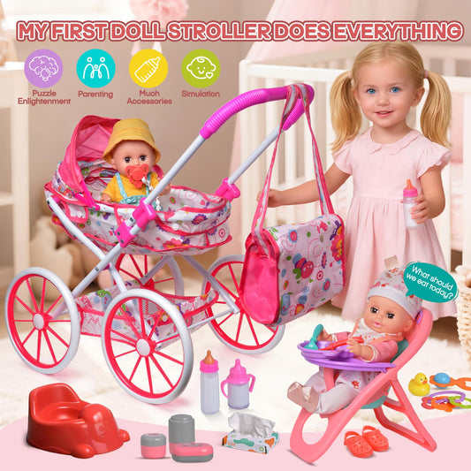 Cewuky 12.5-inch baby doll included for realistic nurturing play.