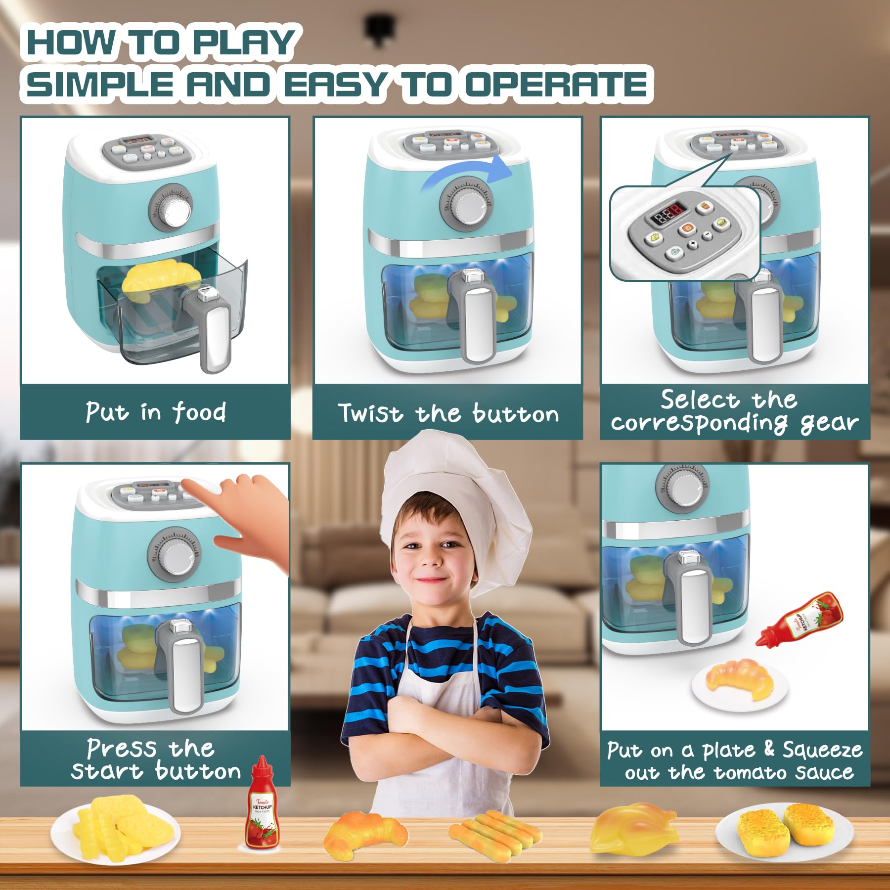 Cewuky color change croissant enhances pretend baking play.