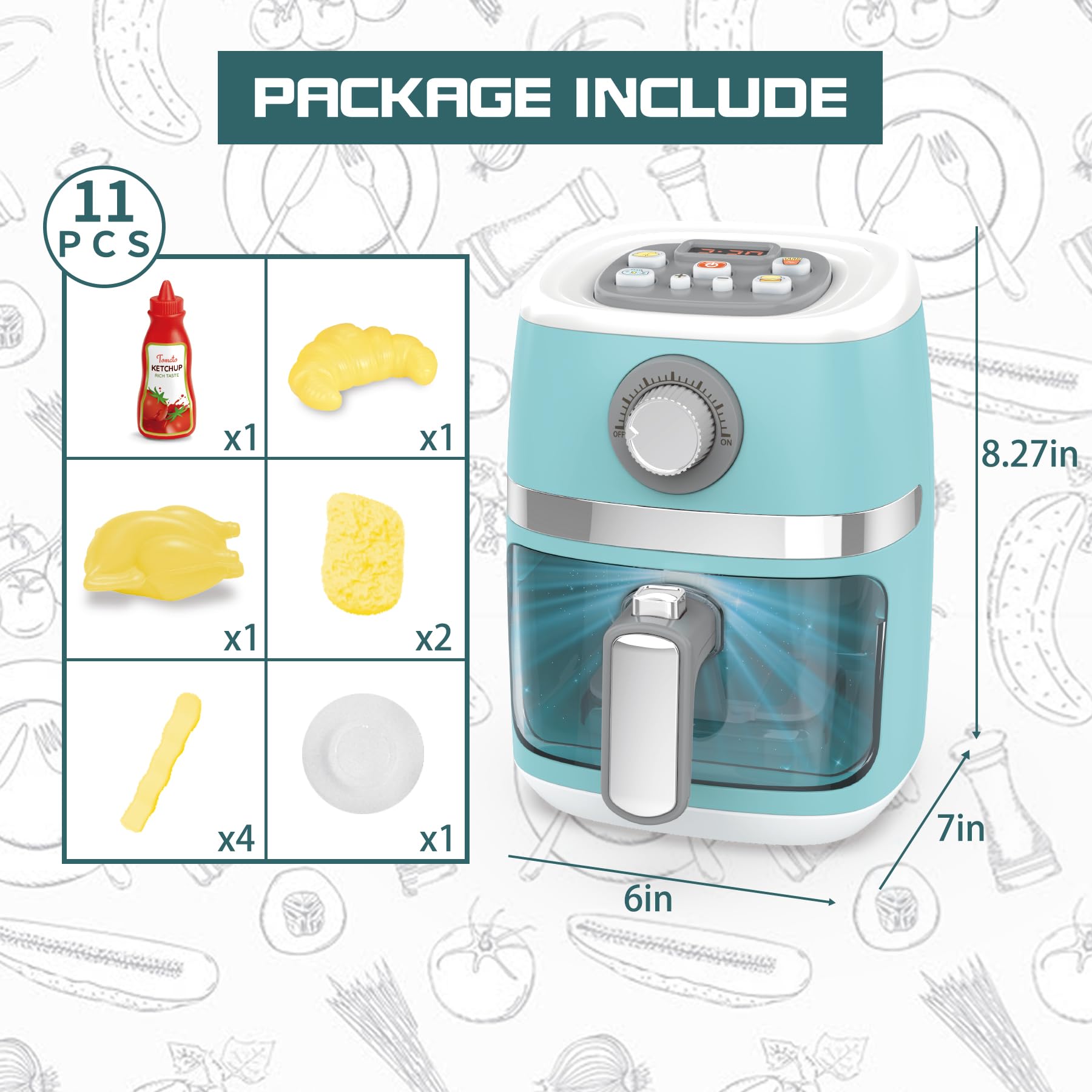 Cewuky air fryer with clear window showing cooking action for kids.