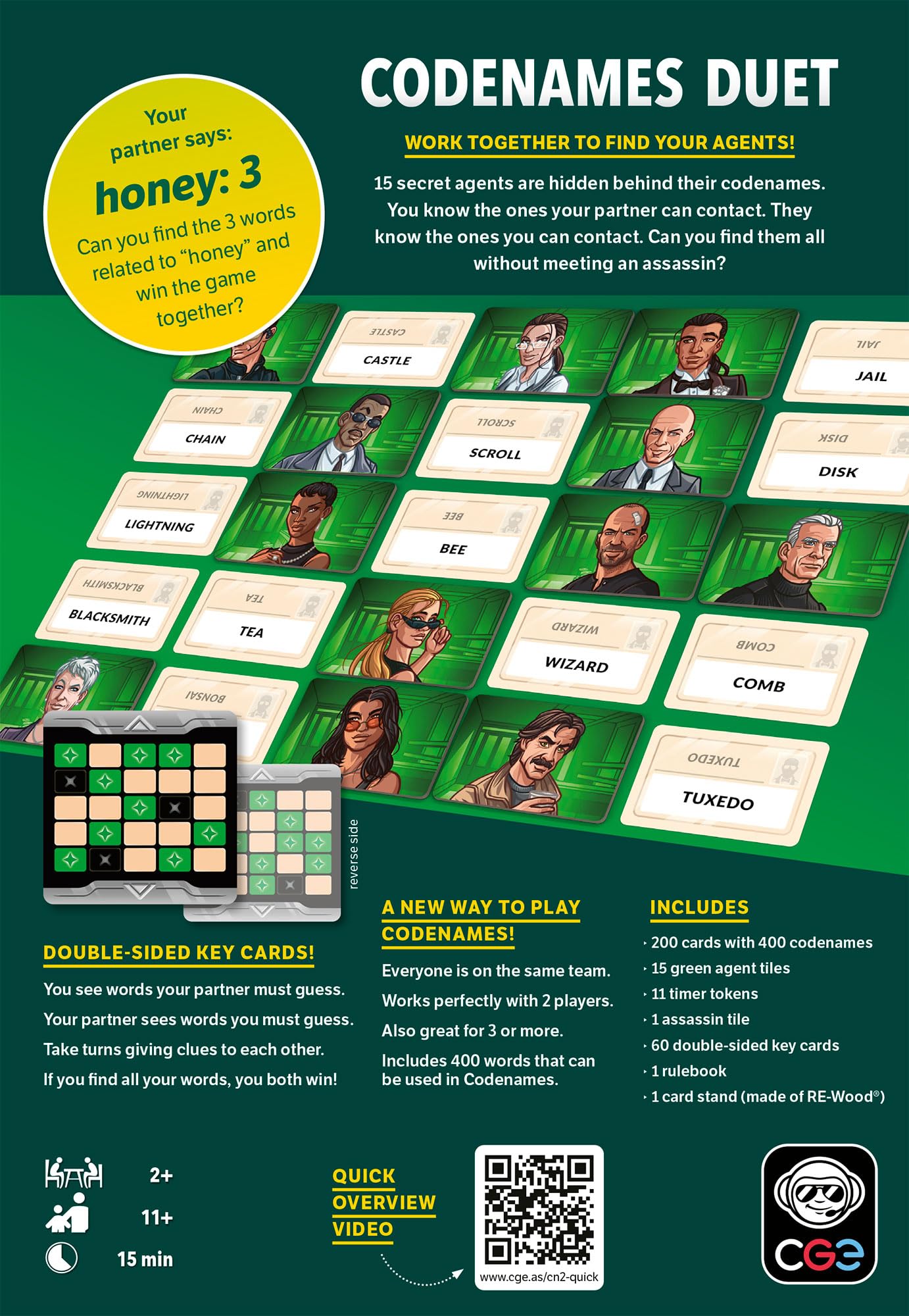 CGE Codenames Duet 2nd Edition refreshed art and updated components